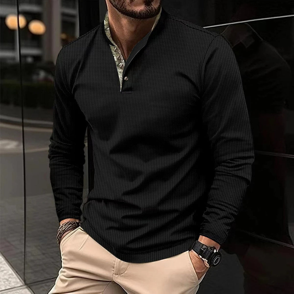 Sophisticated long sleeve polo shirt - refined men's casual top
