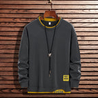 Men's long sleeve pullover stylish autumn winter wear - versatile casual jumper in black and grey