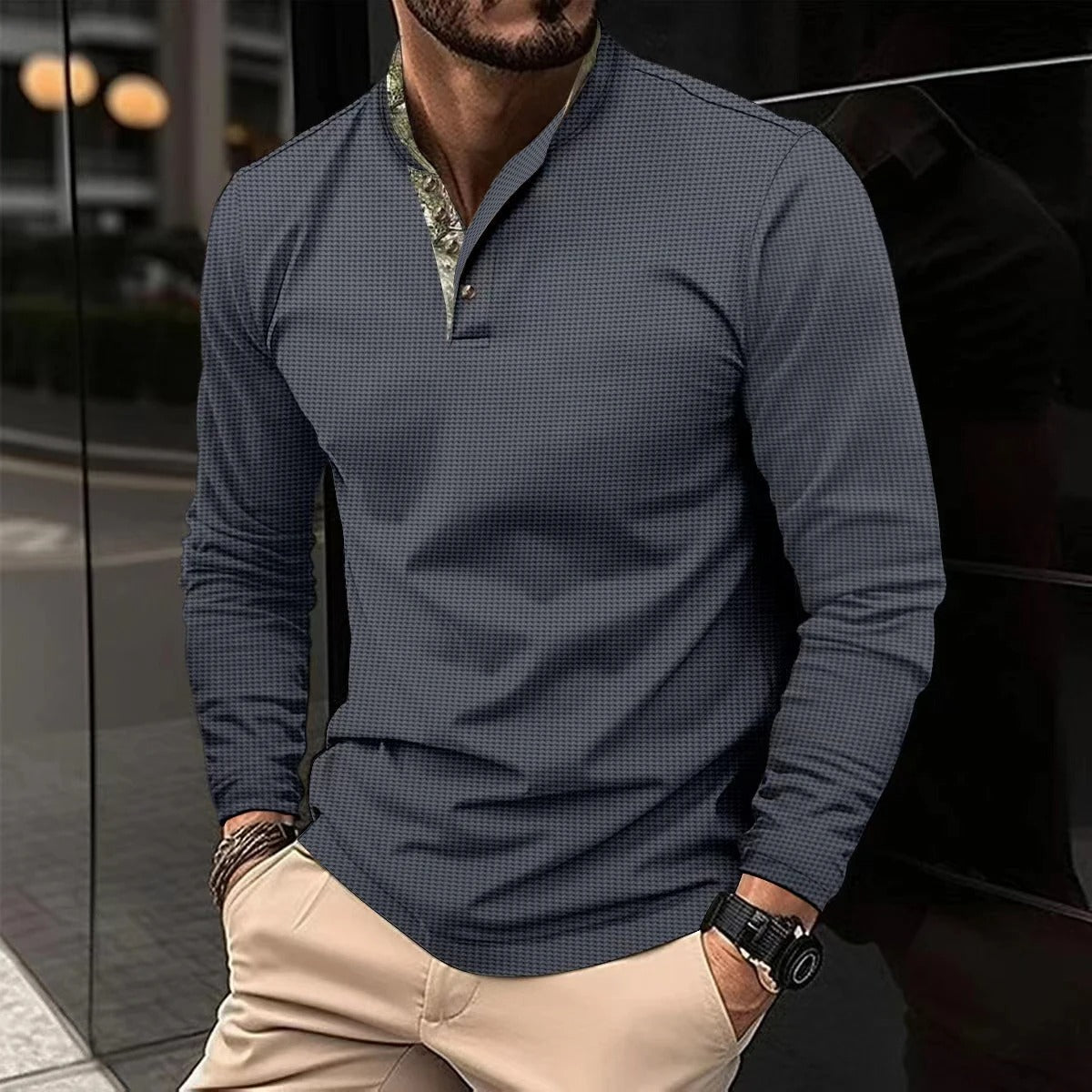 Sophisticated long sleeve polo shirt - refined men's casual top