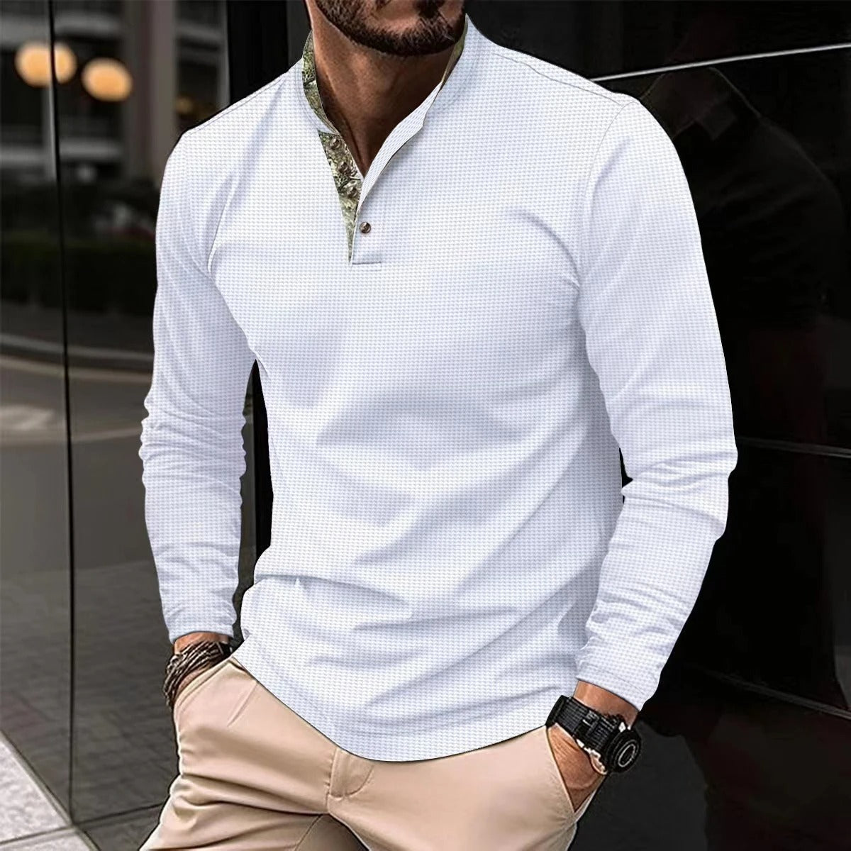 Sophisticated long sleeve polo shirt - refined men's casual top