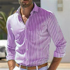 Men's striped casual shirt - classic long sleeve button-up, versatile for office and weekend wear