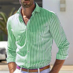 Men's striped casual shirt - classic long sleeve button-up, versatile for office and weekend wear